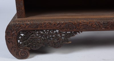 Lot 1484 - A Japanese carved and inlaid hardwood shodana (cabinet)