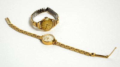 Lot 109 - Gold cocktail watches by Omega and Rotary.