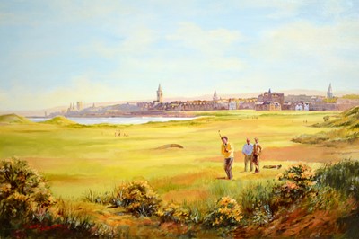 Lot 316 - Thomas Wilkinson - A Summers Day at St Andrews Golf Course | oil