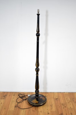 Lot 83 - A decorative mid 20th Century black lacquered chinoiserie standard lamp