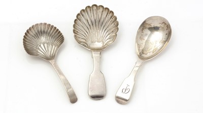 Lot 238 - Three North Country silver caddy spoons