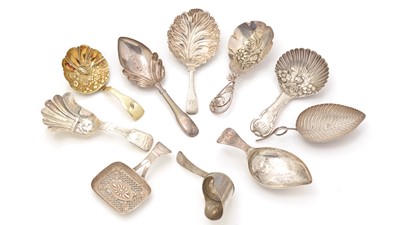 Lot 246 - A small collection of ten antique silver caddy spoons