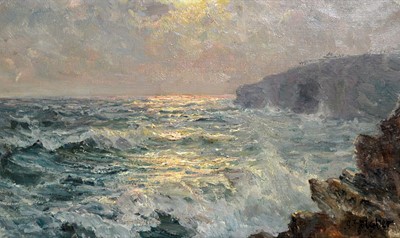 Lot 1141 - John Falconar Slater - Day Break Over Crashing Waves | oil