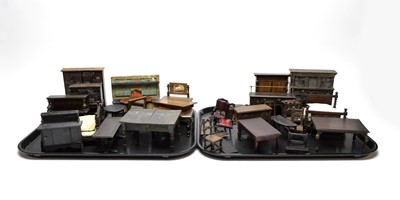 Lot 427 - A collection of vintage ebonised wood dolls house furniture