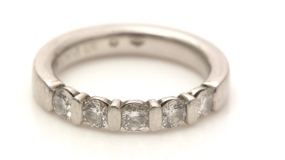 Lot 760 - A five stone diamond ring