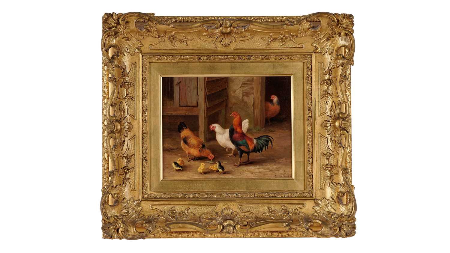 Lot 168 - Edgar Hunt - The Chicken Peep | oil