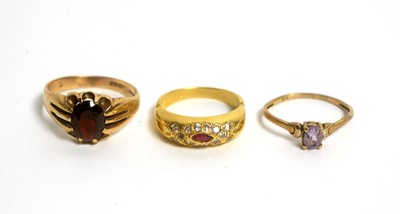 Lot 129 - Three rings, set gemstones