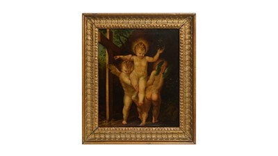 Lot 1120 - After Parmigianino - Putti Alluding to the Ascension of Christ | oil