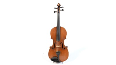 Lot 337 - 7/8 size Dresden violin, bow, and case