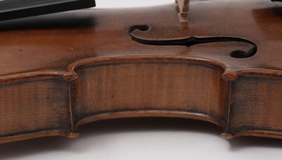 Lot 337 - 7/8 size Dresden violin, bow, and case