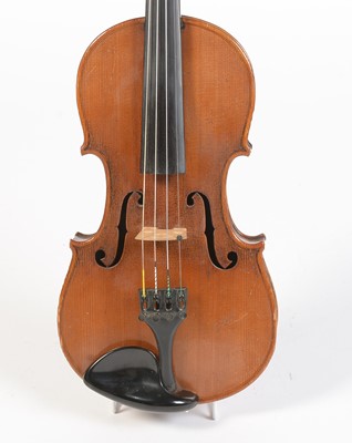 Lot 337 - 7/8 size Dresden violin, bow, and case