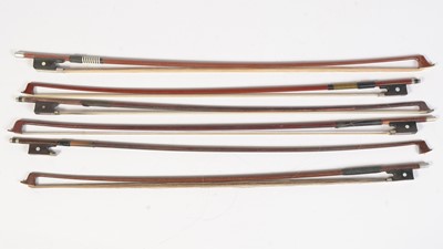 Lot 741 - Five violin bows, cello bow