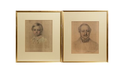 Lot 1043 - Albert William Ayling - Portrait pair of a Father and Son