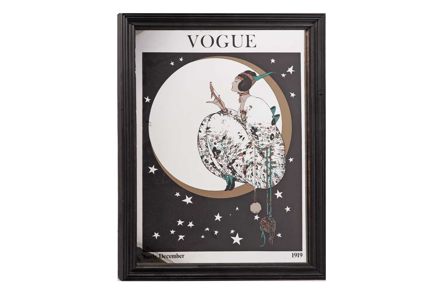 Lot 972 - An Art Deco style mirror decorated with Vogue December 1919 cover designed by George Wolfe Plank