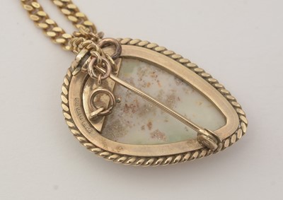 Lot 158 - An opal brooch pendant on chain