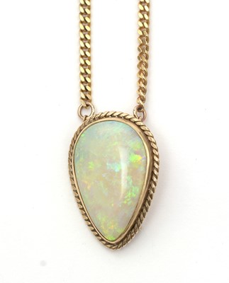 Lot 158 - An opal brooch pendant on chain