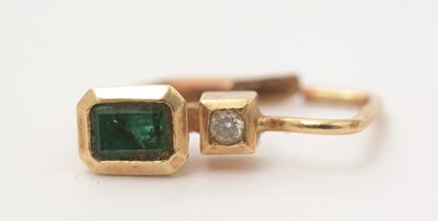 Lot 164 - A pair of emerald and diamond earrings