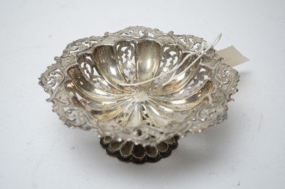 Lot 162 - A Victorian silver sugar basket, and a silver bonbon dish
