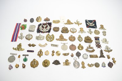 Lot 163 - A selection of military interest cap badges, and medals