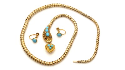 Lot 770 - A Victorian gold snake pattern necklace