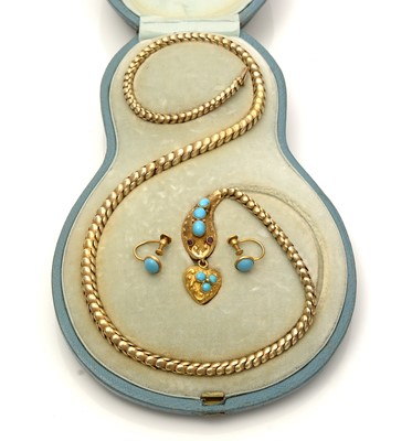 Lot 770 - A Victorian gold snake pattern necklace