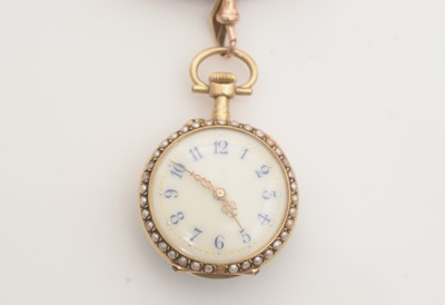 Lot 580 - A late 19th Century fob watch on crescent brooch
