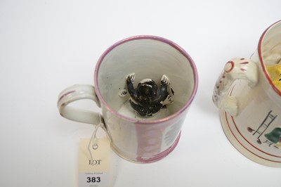 Lot 383 - Two Sunderland frog mugs and another.