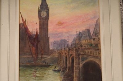 Lot 34 - Louisa Simpkin - Westminster Bridge and "Big Ben" | watercolour