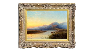 Lot 1174 - George Blackie Sticks - Sunset over the Highlands | oil