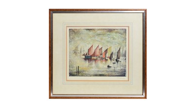 Lot 1028 - L. S. Lowry - Sailing Boats | pencil signed offset lithograph