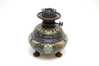 Lot 902 - A Doulton Lambeth oil lamp by Edith Lupton