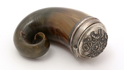 Lot 455 - A 19th Century Scottish silver-mounted curly horn snuff mull