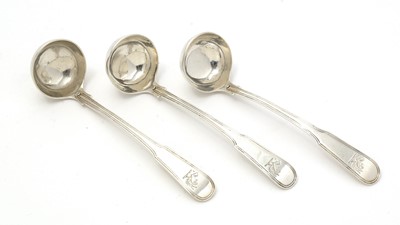 Lot 264 - A set of three Scottish silver toddy ladles