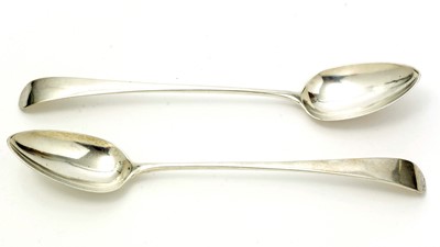 Lot 265 - A pair of George III silver Old English pattern basting spoons