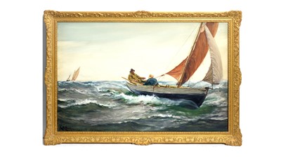 Lot 1062 - Charles Napier Hemy - On a Wind | tempera