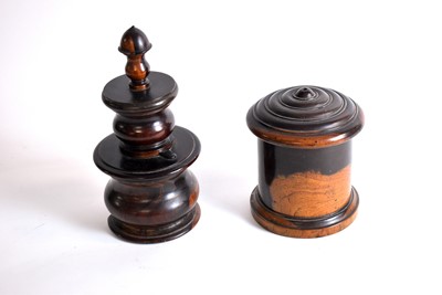 Lot 315 - A Victorian treen barrel with cover; and another
