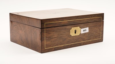Lot 465 - A late 19th Century brass inlaid walnut dressing box