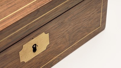 Lot 481 - A late 19th Century brass inlaid walnut dressing box