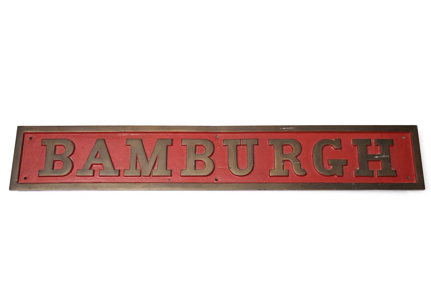 Lot 785 - A late Victorian steam engine locomotive name-plate 'Bamburgh'