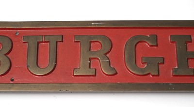 Lot 785 - A late Victorian steam engine locomotive name-plate 'Bamburgh'
