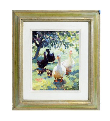 Lot 1129 - Wendy Stevenson - Ducks in the Dappled Sun | oil