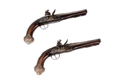 Lot 873 - A pair of early 19th Century Turkish flintlock pistols