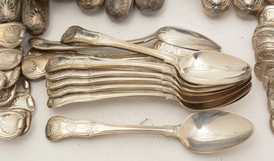Lot 314 - A collected or Harlequin set of antique silver hourglass pattern flatware and cutlery
