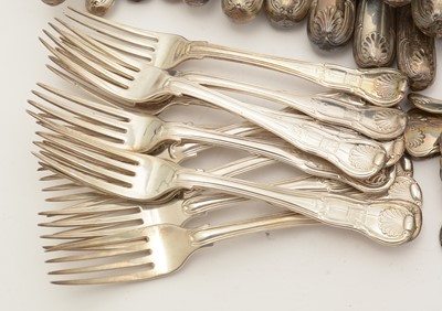 Lot 314 - A collected or Harlequin set of antique silver hourglass pattern flatware and cutlery