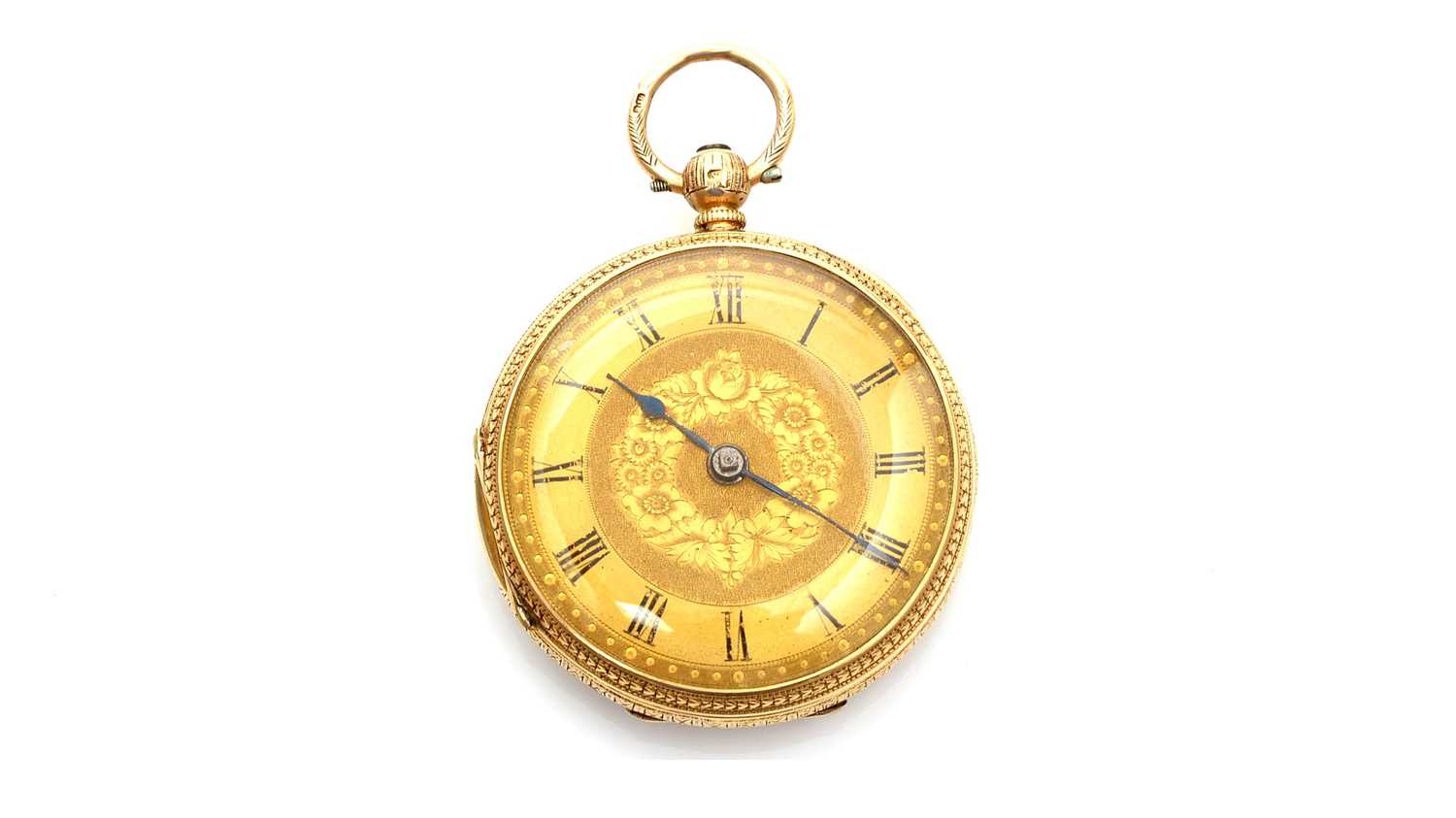 Lot 579 - An 18ct yellow gold cased fob watch