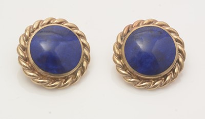 Lot 663 - An Egyptian lapis lazuli and gold necklace, and a pair of earrings