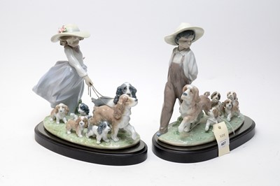 Lot 407 - Two Lladro ‘Privilege’ collection decorative ceramic figure groups