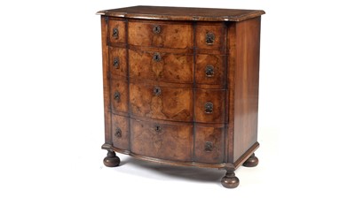 Lot 1489 - A Dutch style walnut and burr walnut bowfront chest of drawers