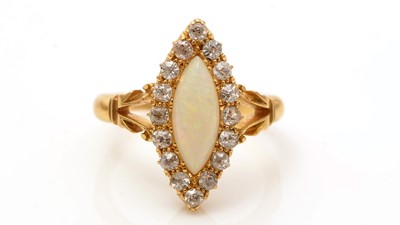 Lot 782 - A Victorian opal and diamond cluster ring