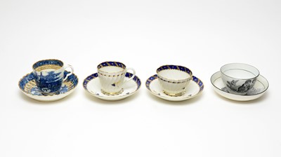Lot 889 - Four 18th century English cups and saucers.